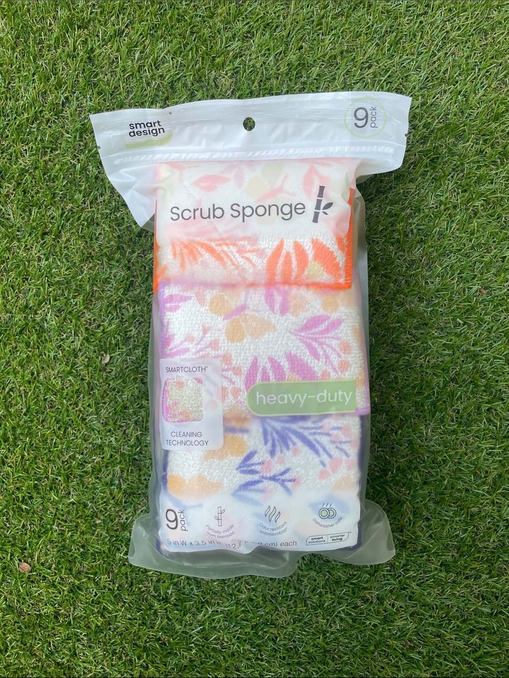 Floral Heavy-Duty Scrub Sponges - Multicolor (9 Pack)